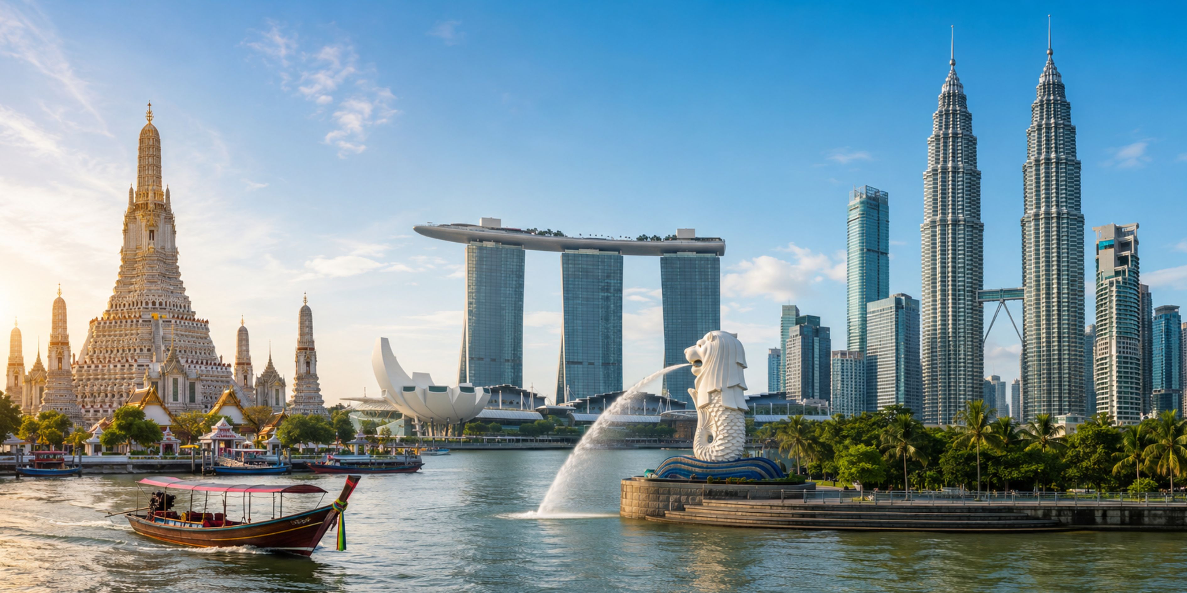 Asia 3 Countries travel eSIM with prepaid mobile data covering Thailand, Singapore, and Malaysia for seamless connectivity