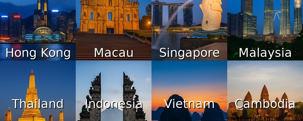 Prepaid Asia travel eSIM covering Thailand, Indonesia, Singapore, and Vietnam with reliable mobile data for travelers