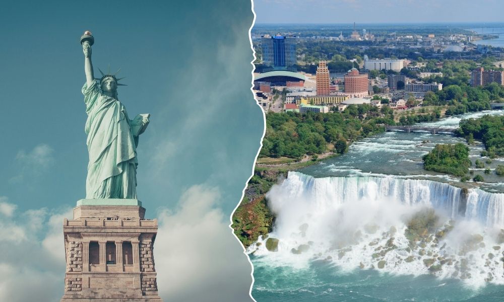 USA / Canada cityscape with travel eSIM enabling reliable mobile data and smooth roaming for visitors